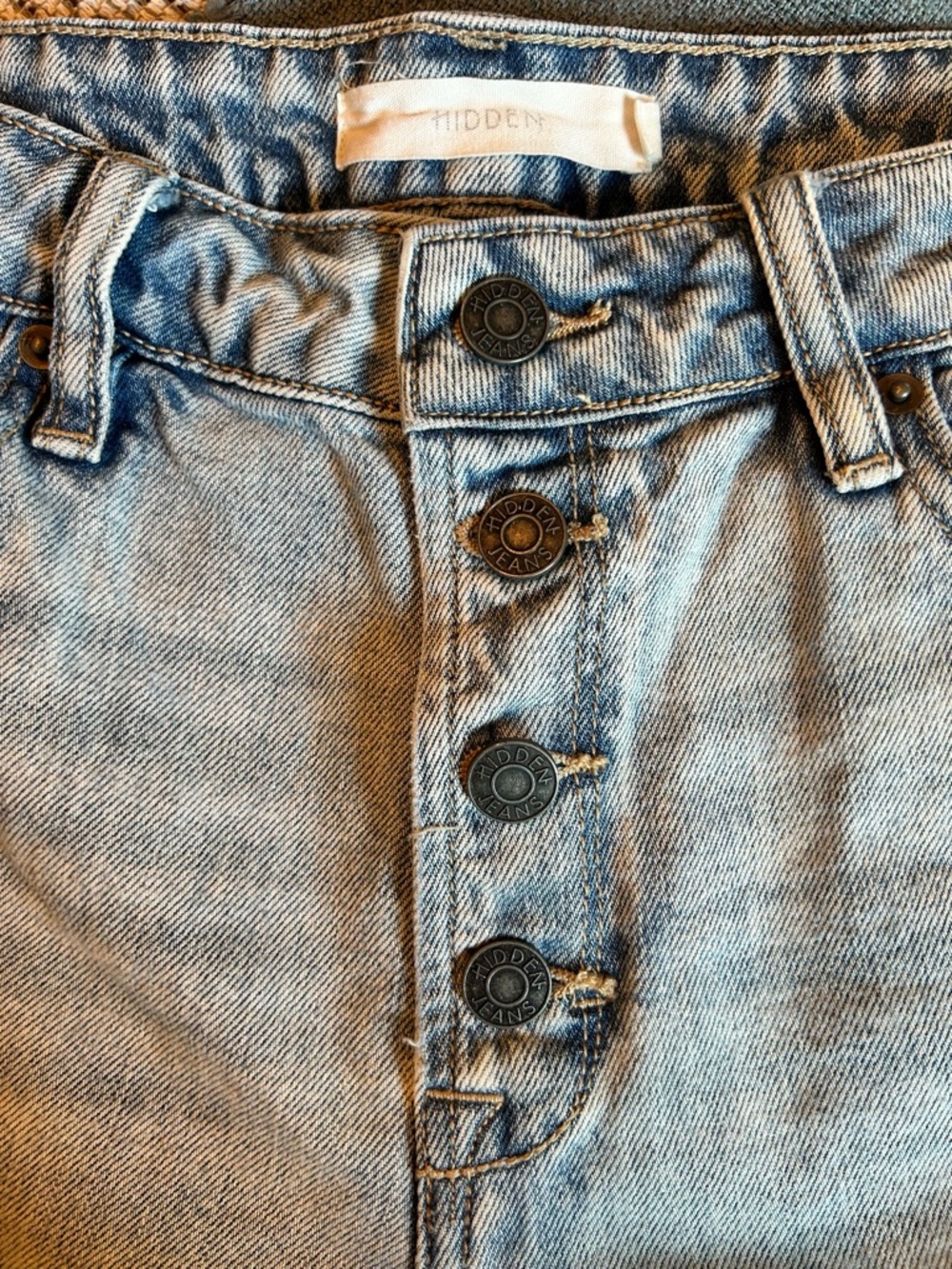 Hidden Jeans High Rise Distressed Button Fly Denim Shorts